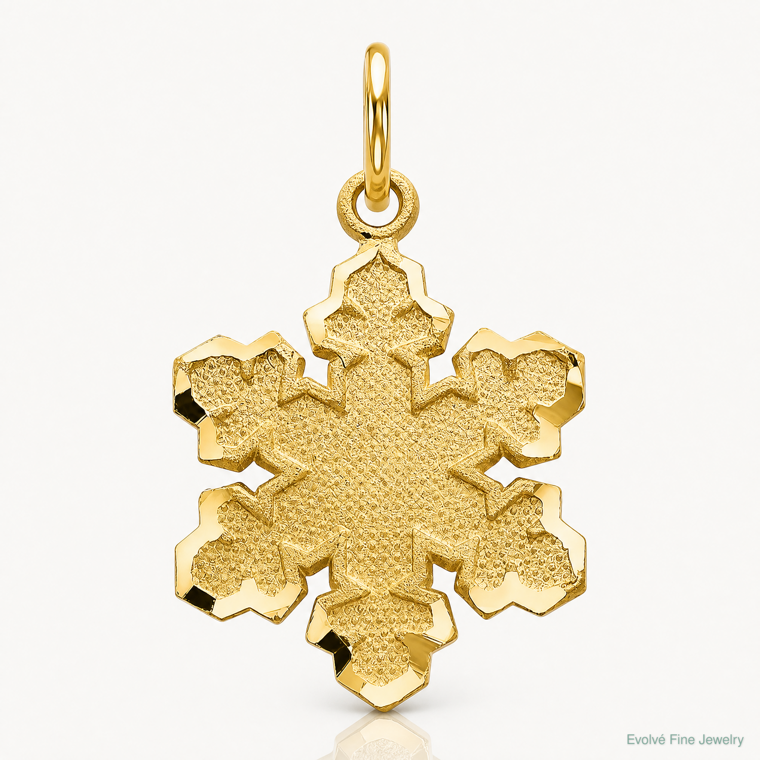 10k Solid Satin Snowflake Charm - Lifestyle View