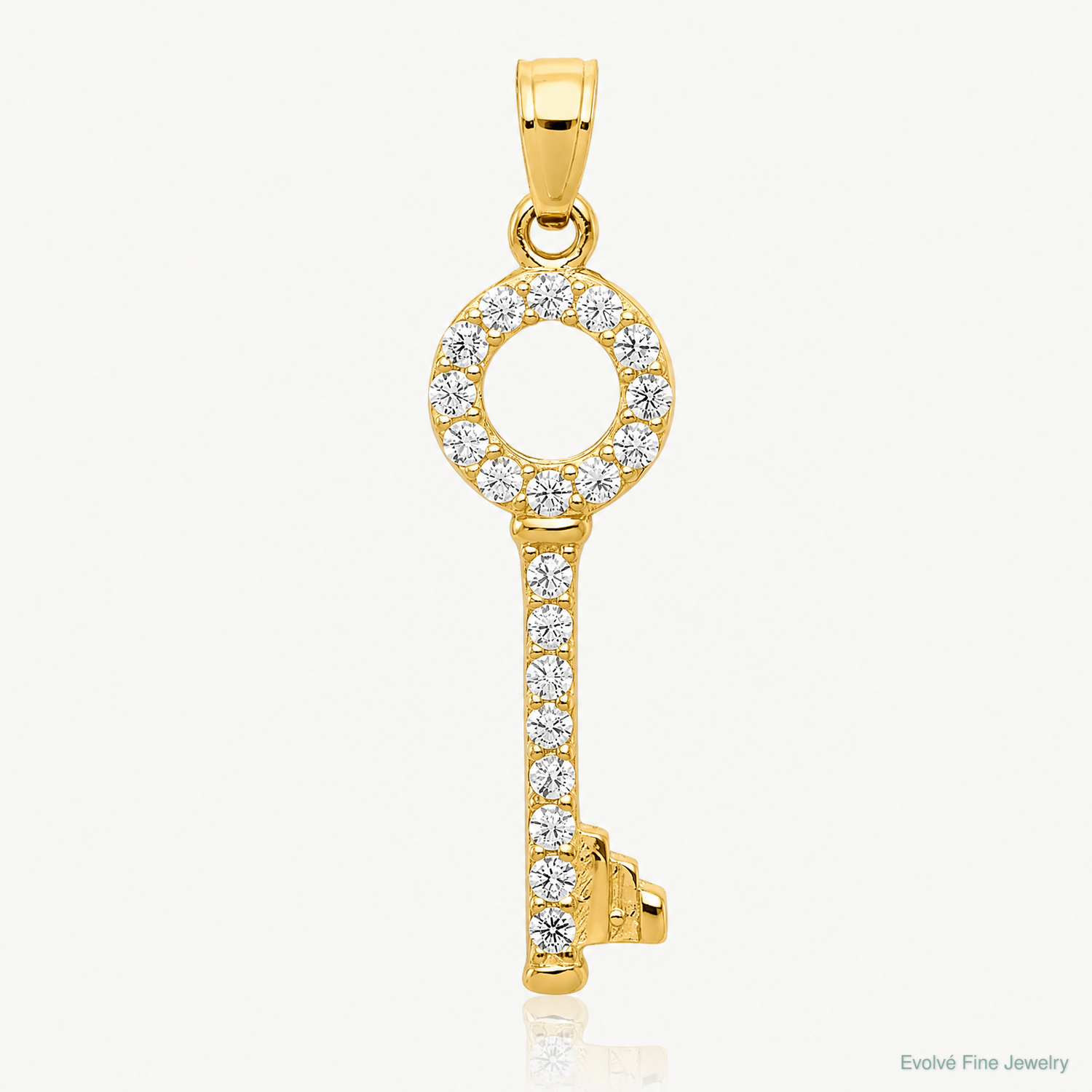 10k CZ Key Pendant - Lifestyle View