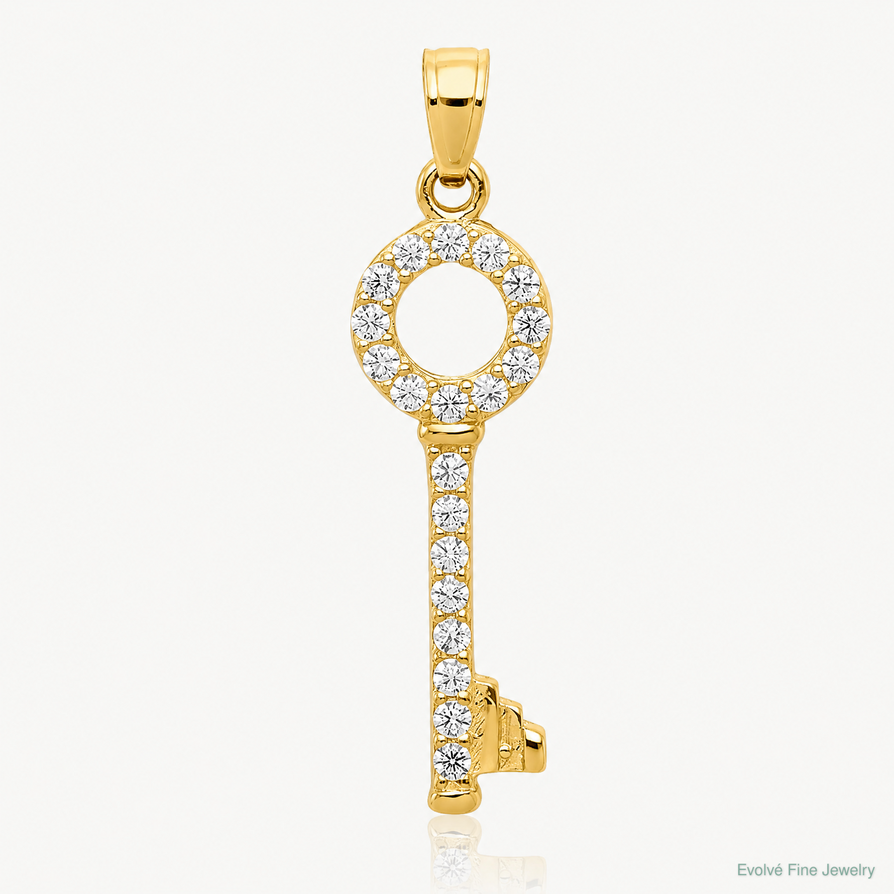 10k CZ Key Pendant - Lifestyle View