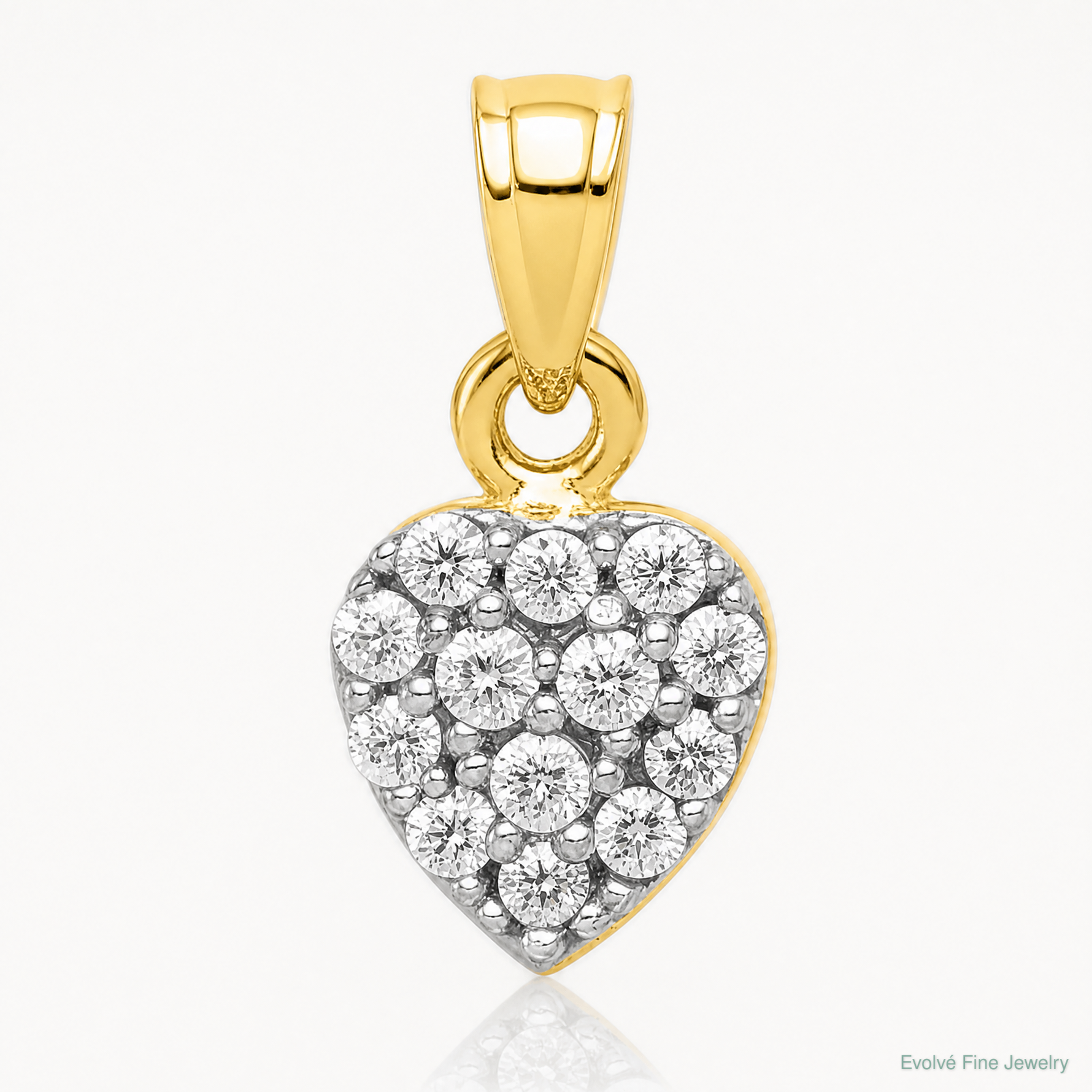10k CZ Cluster Heart Charm - Lifestyle View