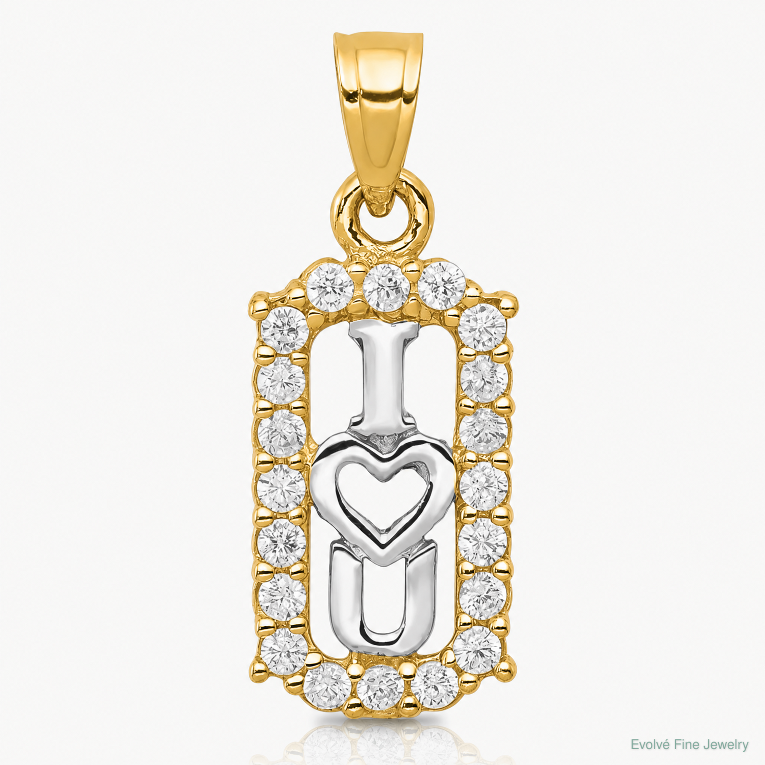 10K w/ Rhodium CZ I LOVE YOU Charm - Lifestyle View