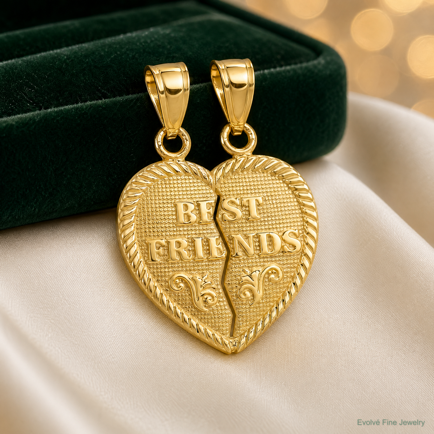 10K BEST FRIENDS Break-A-Part Heart Pendant - Lifestyle View