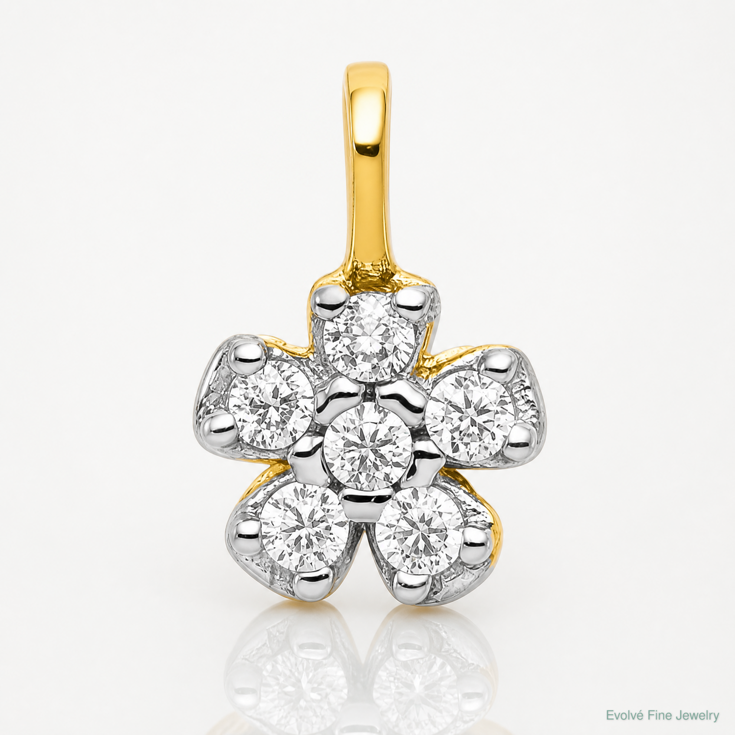 10k Small CZ Flower Charm - Lifestyle View