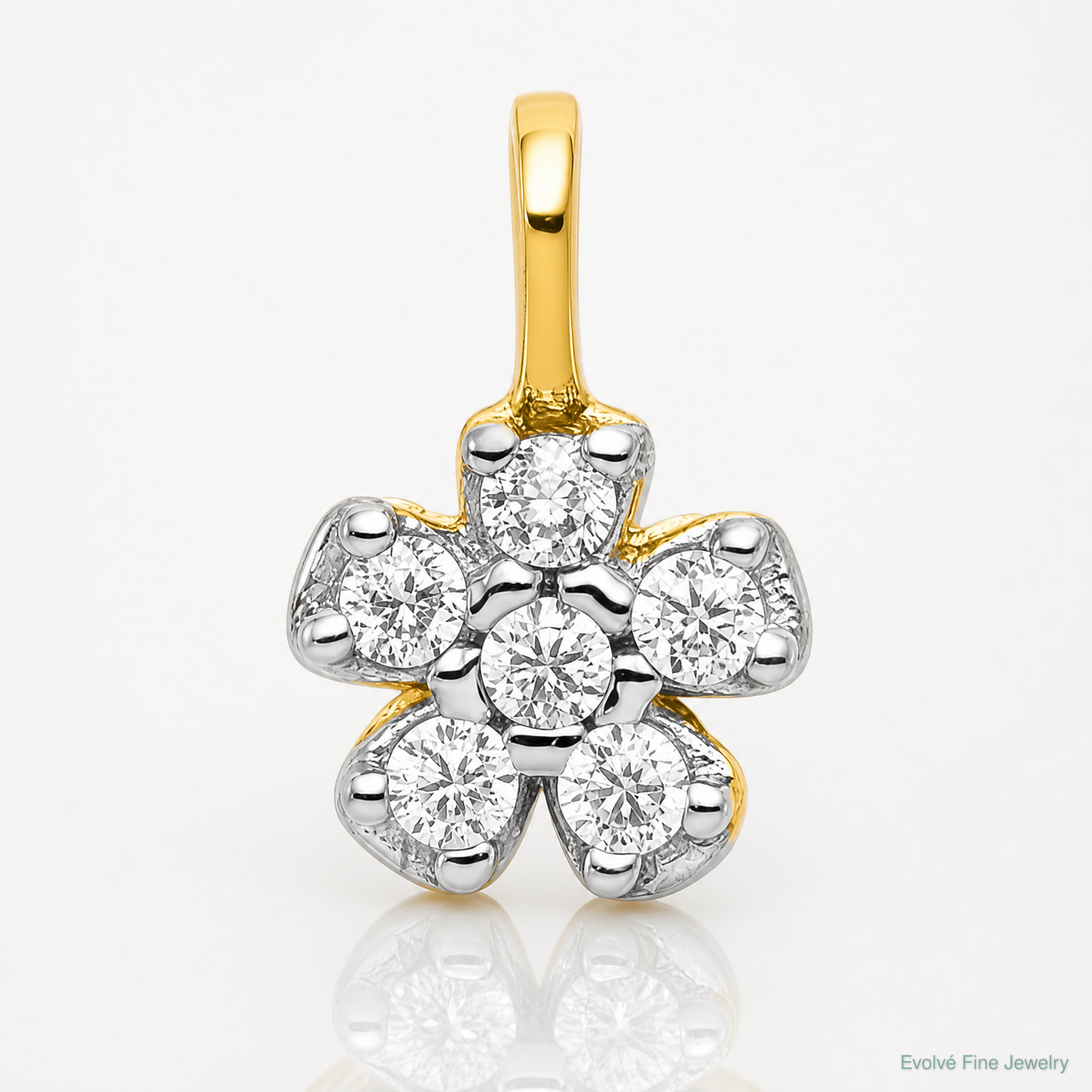 10k Small CZ Flower Charm - Lifestyle View