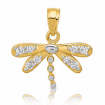 10K w/ Rhodium CZ Dragonfly Charm - Lifestyle View