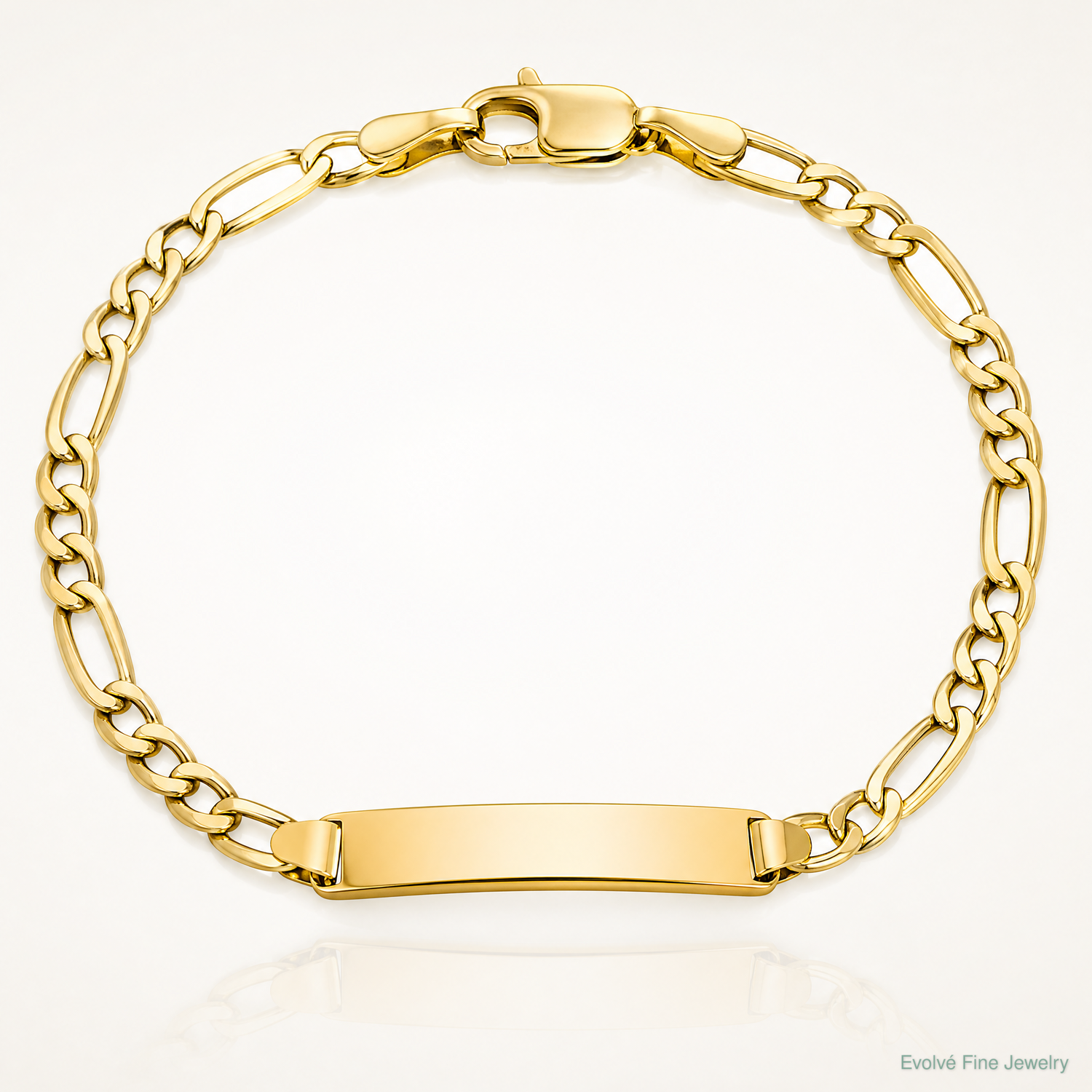 10k Semi-solid Figaro Link ID Bracelet - Lifestyle View