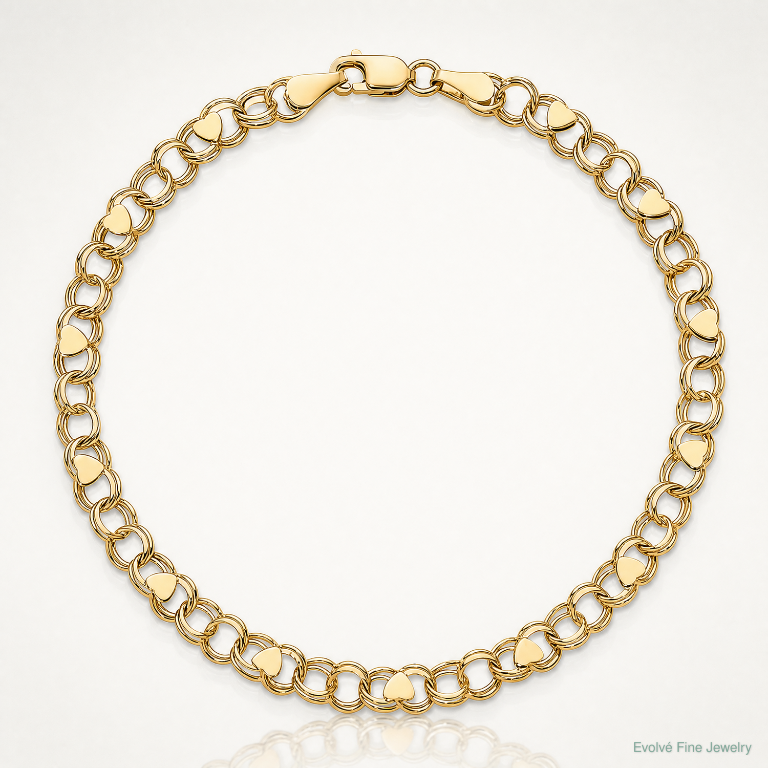 10k Double Link Heart Charm Bracelet - Lifestyle View