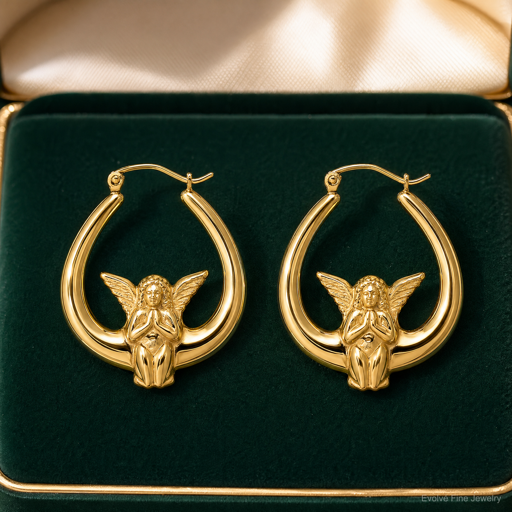 10k Angel Hoop Earrings - Lifestyle View