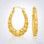 10k Satin and Polished Hollow Fancy Earrings - Lifestyle View