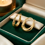 10K Hollow Hoop Earrings - Lifestyle View