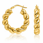 10ky Polished 5.3mm Hollow Twisted Round Hoop Earrings - Lifestyle View