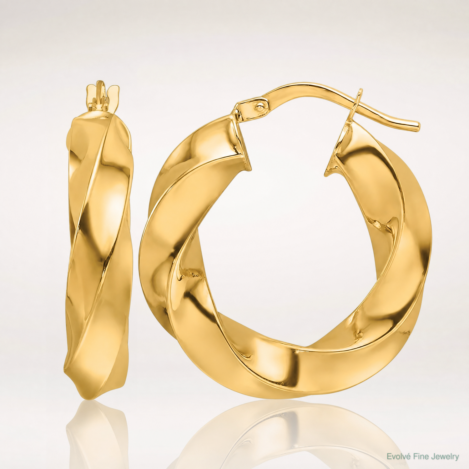 10ky Polished 5.25mm Hollow Twisted Round Hoop Earrings - Lifestyle View