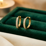 10K Polished 1.5mm CZ Hinged Hoop Earrings - Lifestyle View