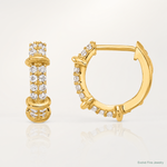 10K Polished CZ Hinged Hoop Earrings - Lifestyle View