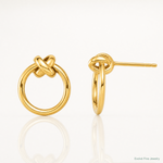 10K Polished Circle Post Earrings - Lifestyle View