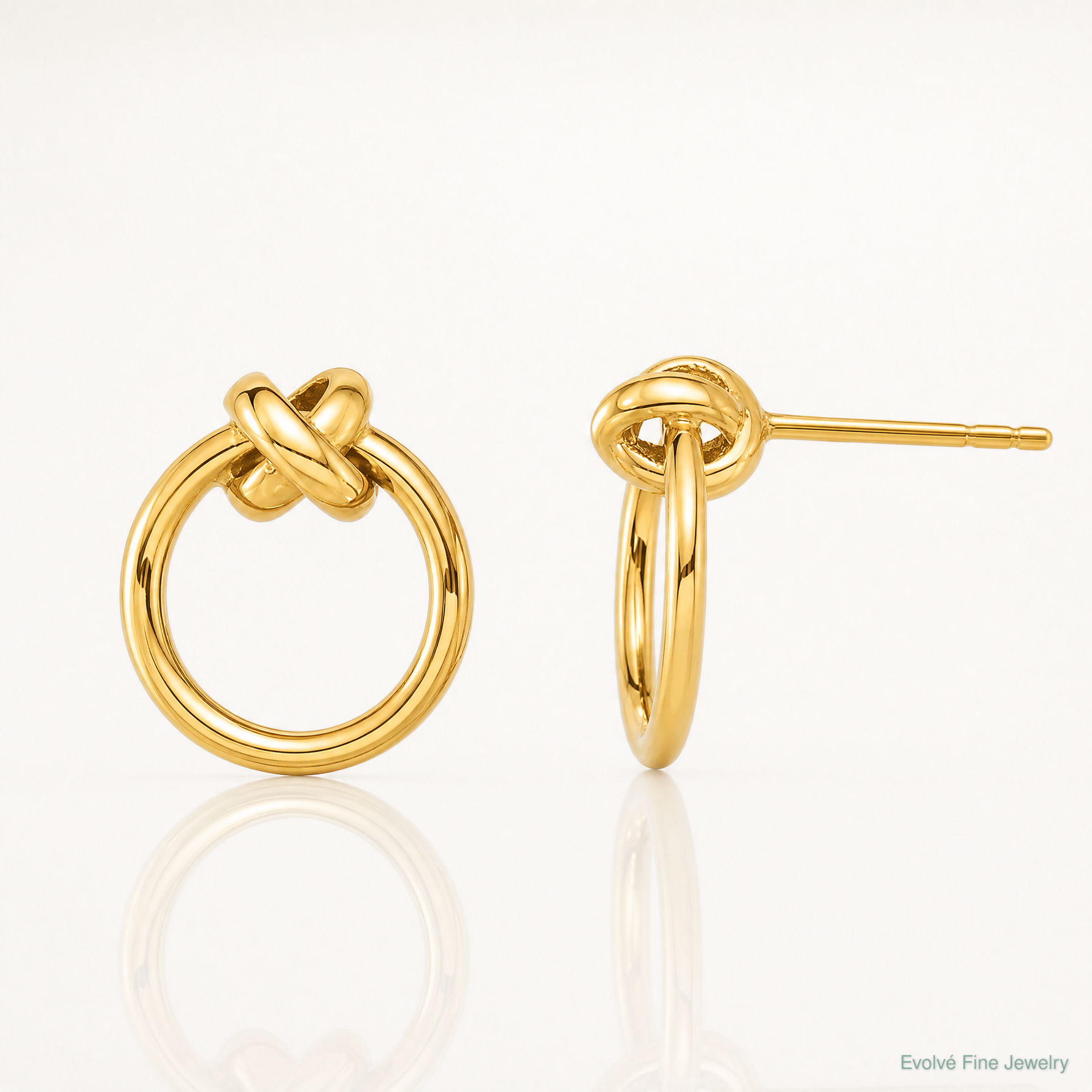 10K Polished Circle Post Earrings - Lifestyle View