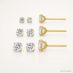 10k Polished 2.5mm 3mm 4mm CZ Round Set of 3 Post Earrings - Lifestyle View