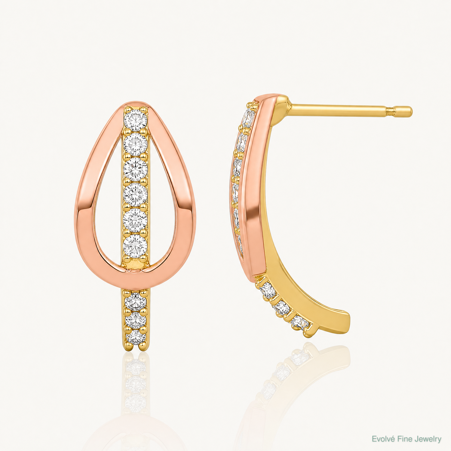 10k w/Rose-plating Polished CZ Fancy Post Earrings - Lifestyle View