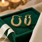 10k Fancy Small Hoop Earrings - Lifestyle View