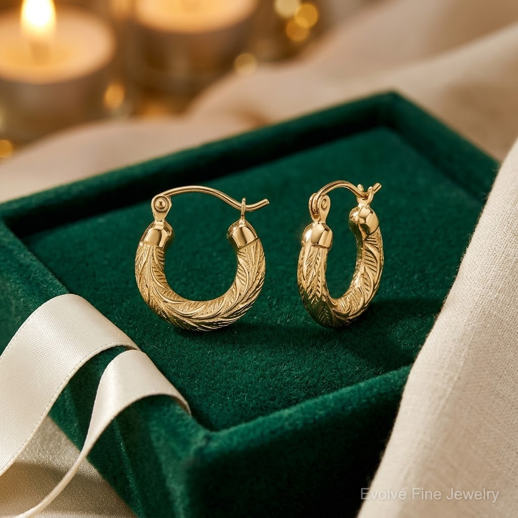 10k Fancy Small Hoop Earrings - Lifestyle View