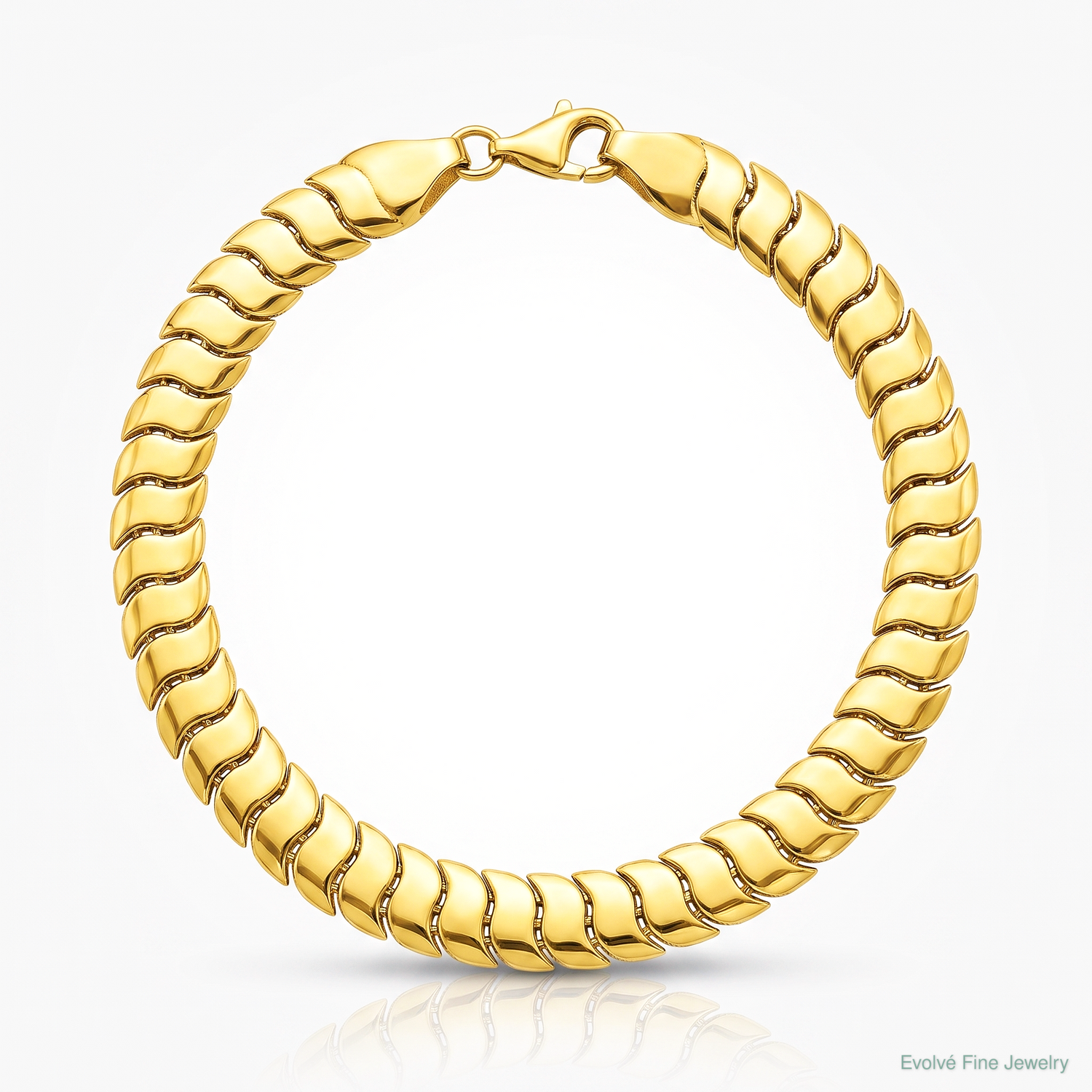 10K Polished Fancy Herringbone Link 7.5in Bracelet - Lifestyle View