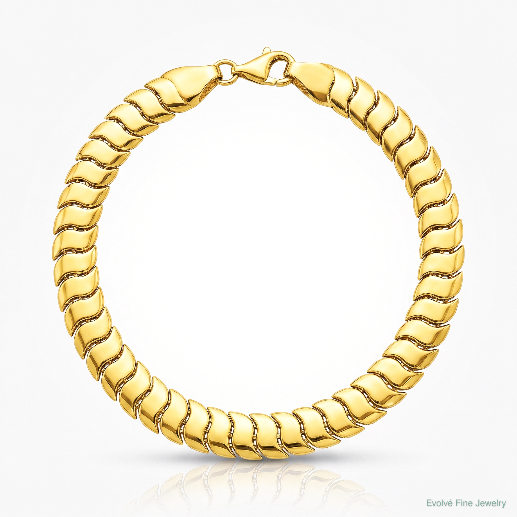 10K Polished Fancy Herringbone Link 7.5in Bracelet - Lifestyle View