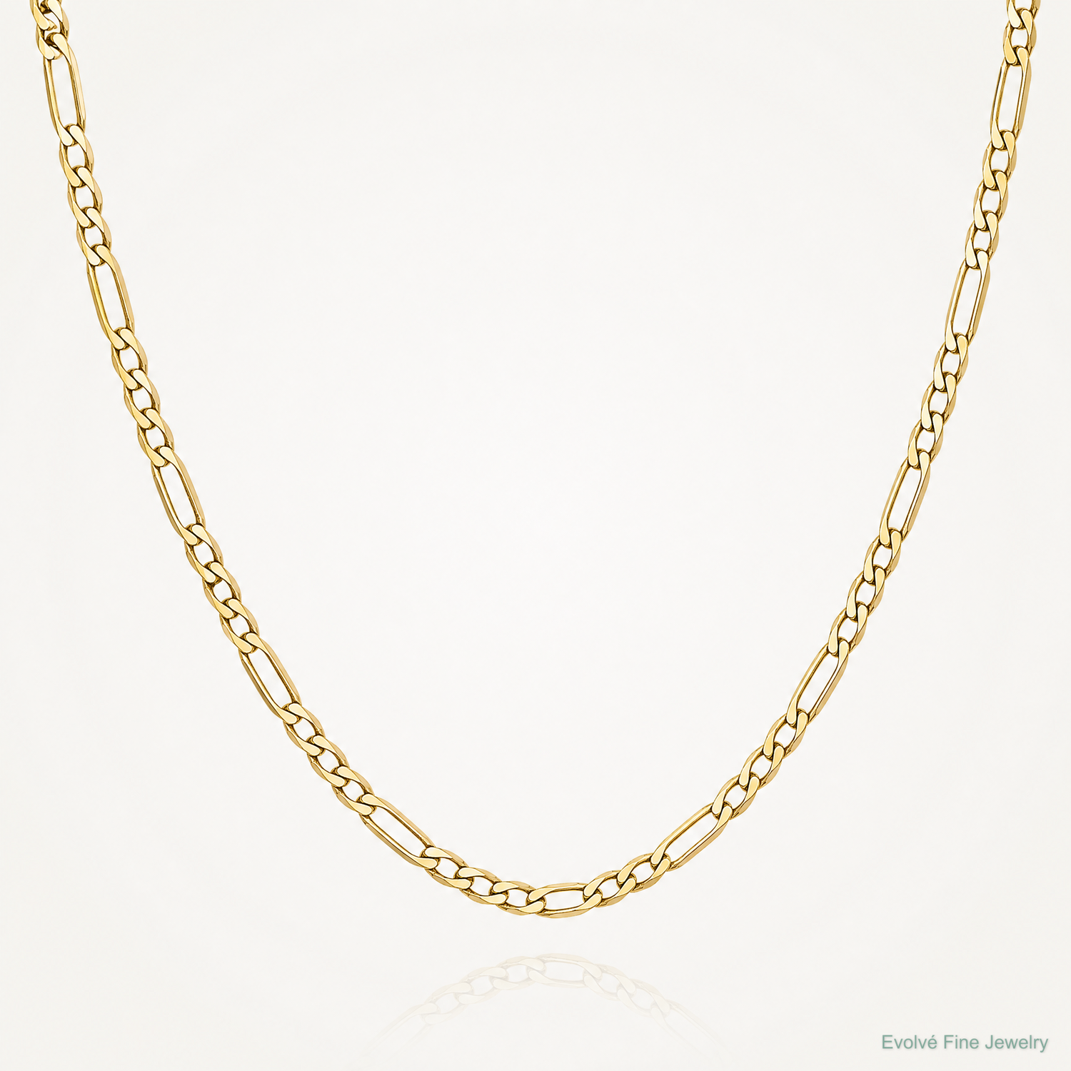 10k 1.75mm Flat Figaro Chain - Lifestyle View