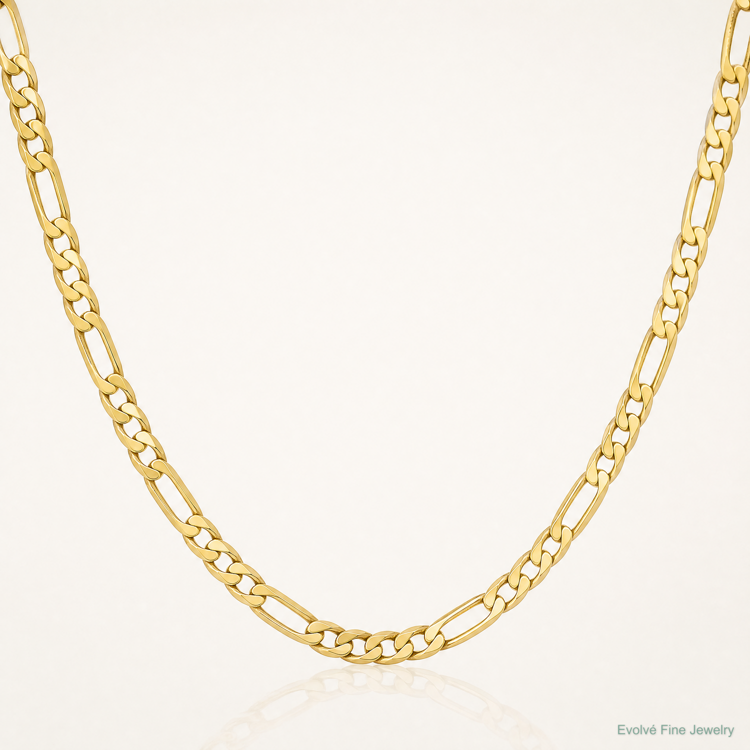 10K 3mm Flat Figaro Chain - Lifestyle View