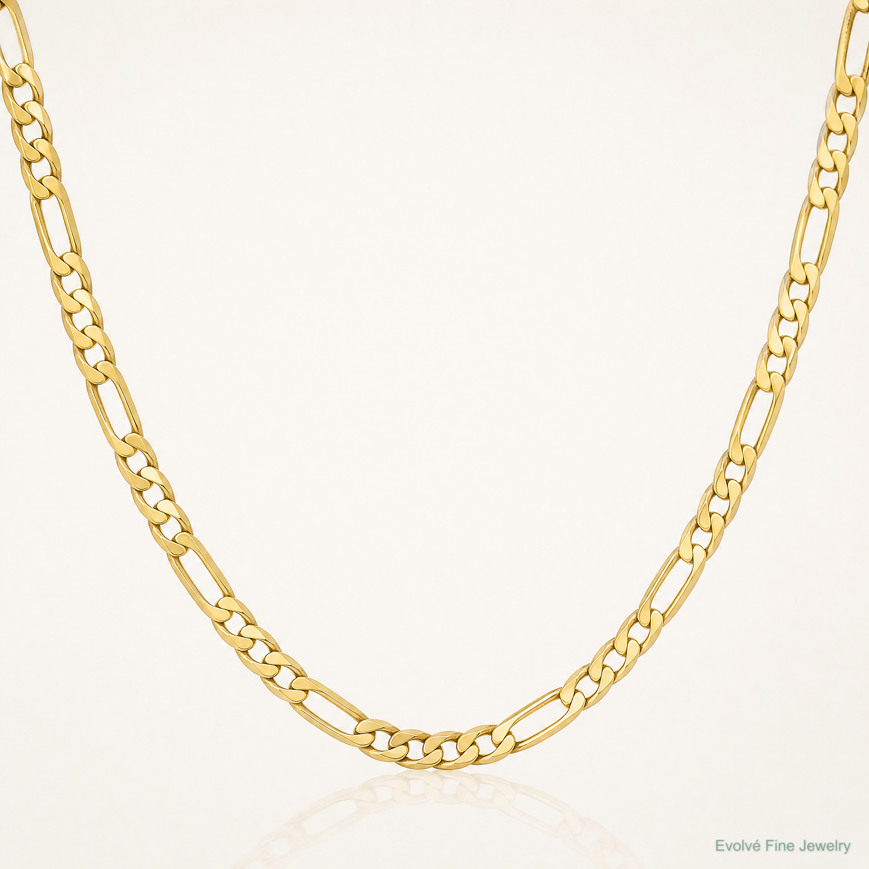 10K 3mm Flat Figaro Chain - Lifestyle View