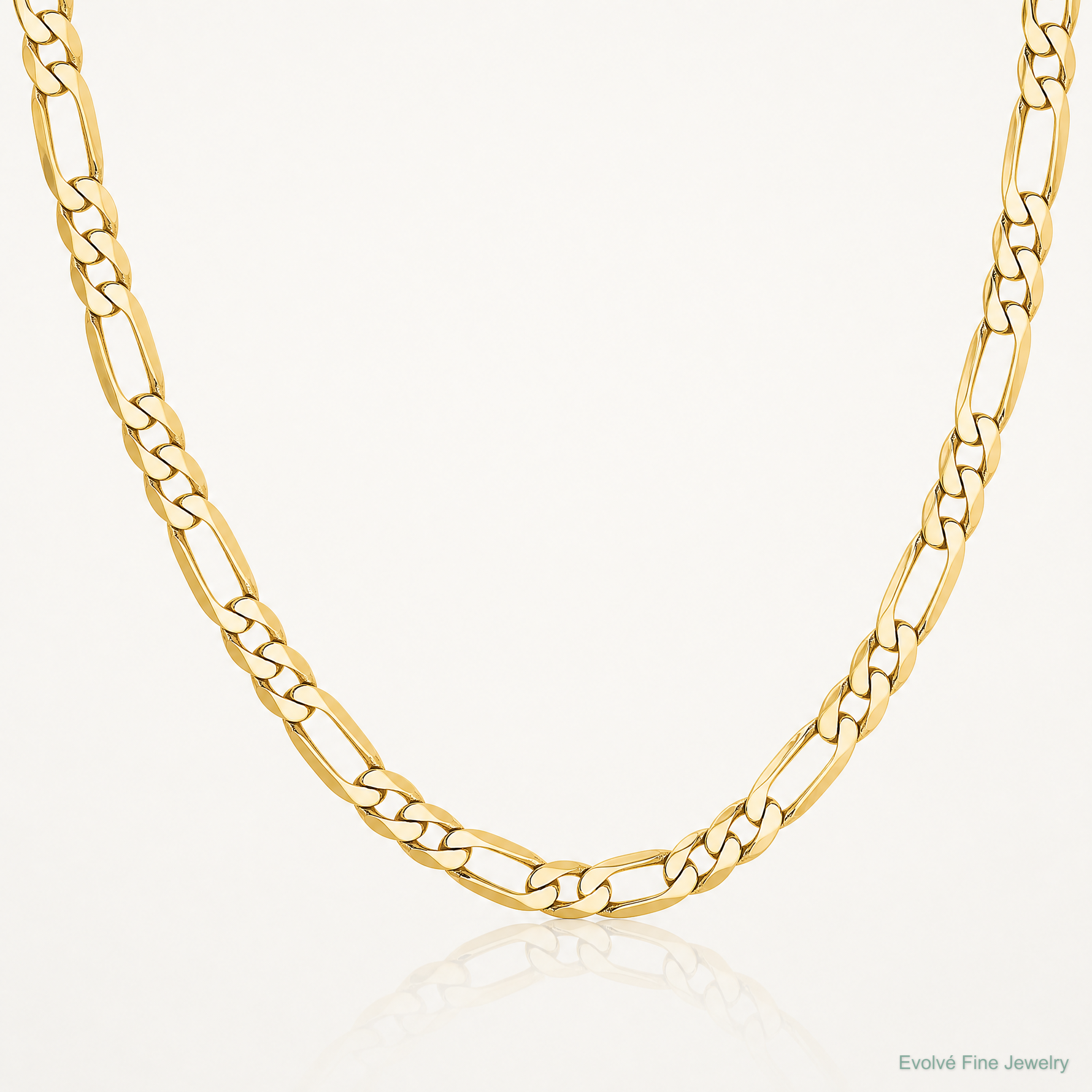 10K 4.75mm Flat Figaro Chain - Lifestyle View