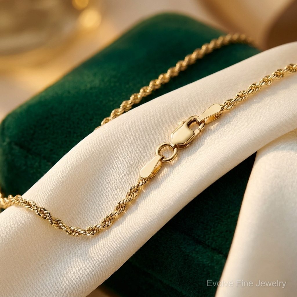 10k 1.5mm Diamond-cut Rope Chain - Lifestyle View