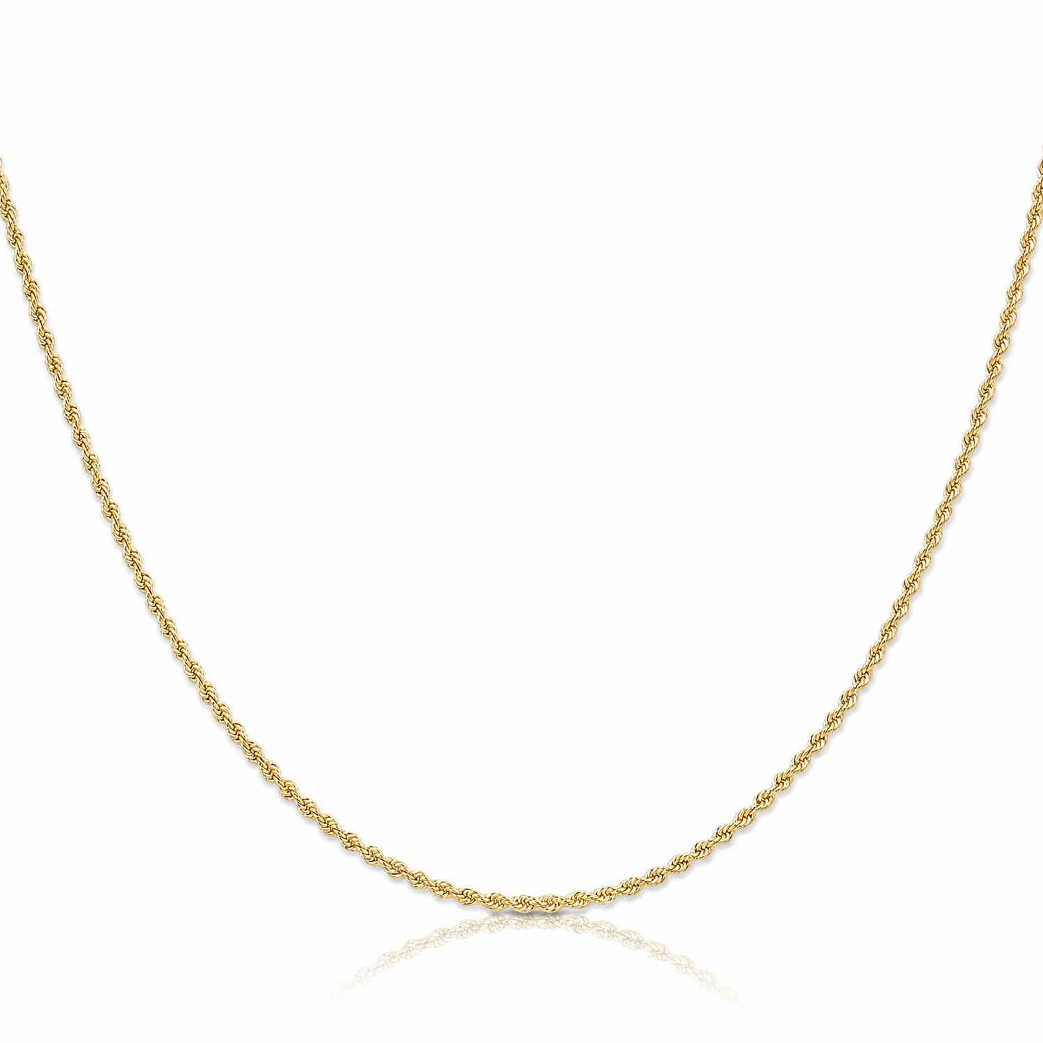 10k 1.5mm Solid Rope Chain - Lifestyle View
