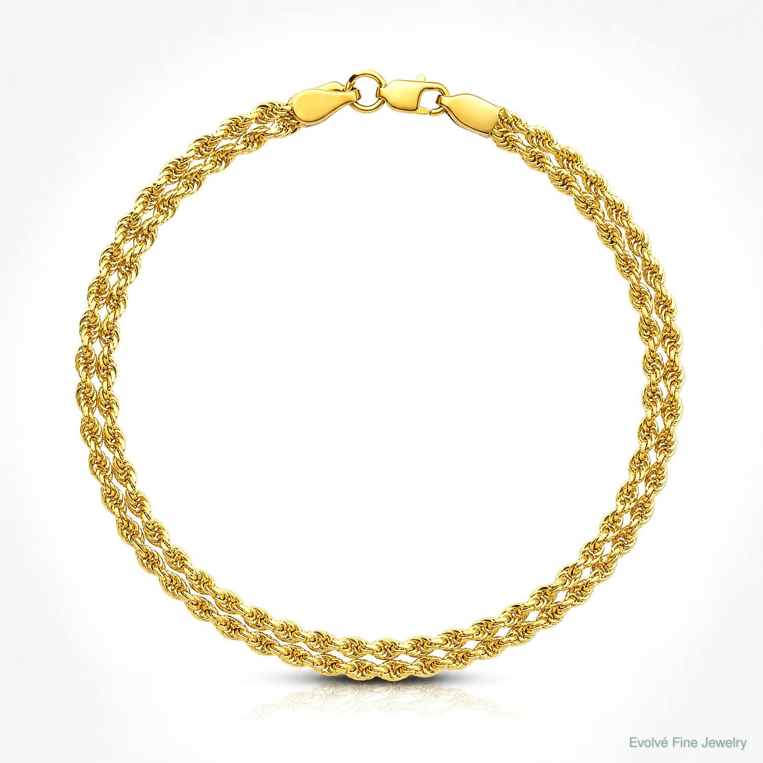 10k 3.0mm Wide Double Strand Rope Bracelet - Lifestyle View