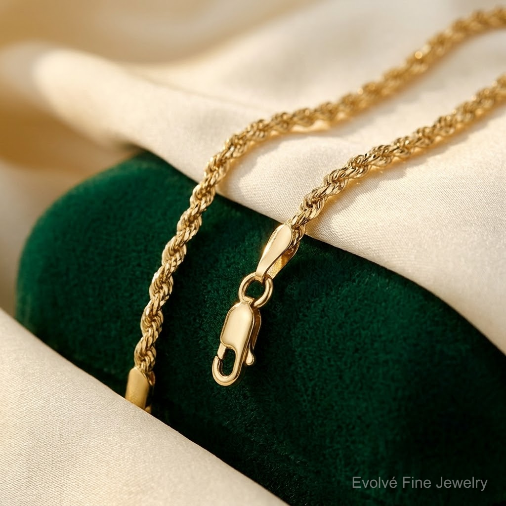 10k 2mm Diamond-cut Rope Chain - Lifestyle View