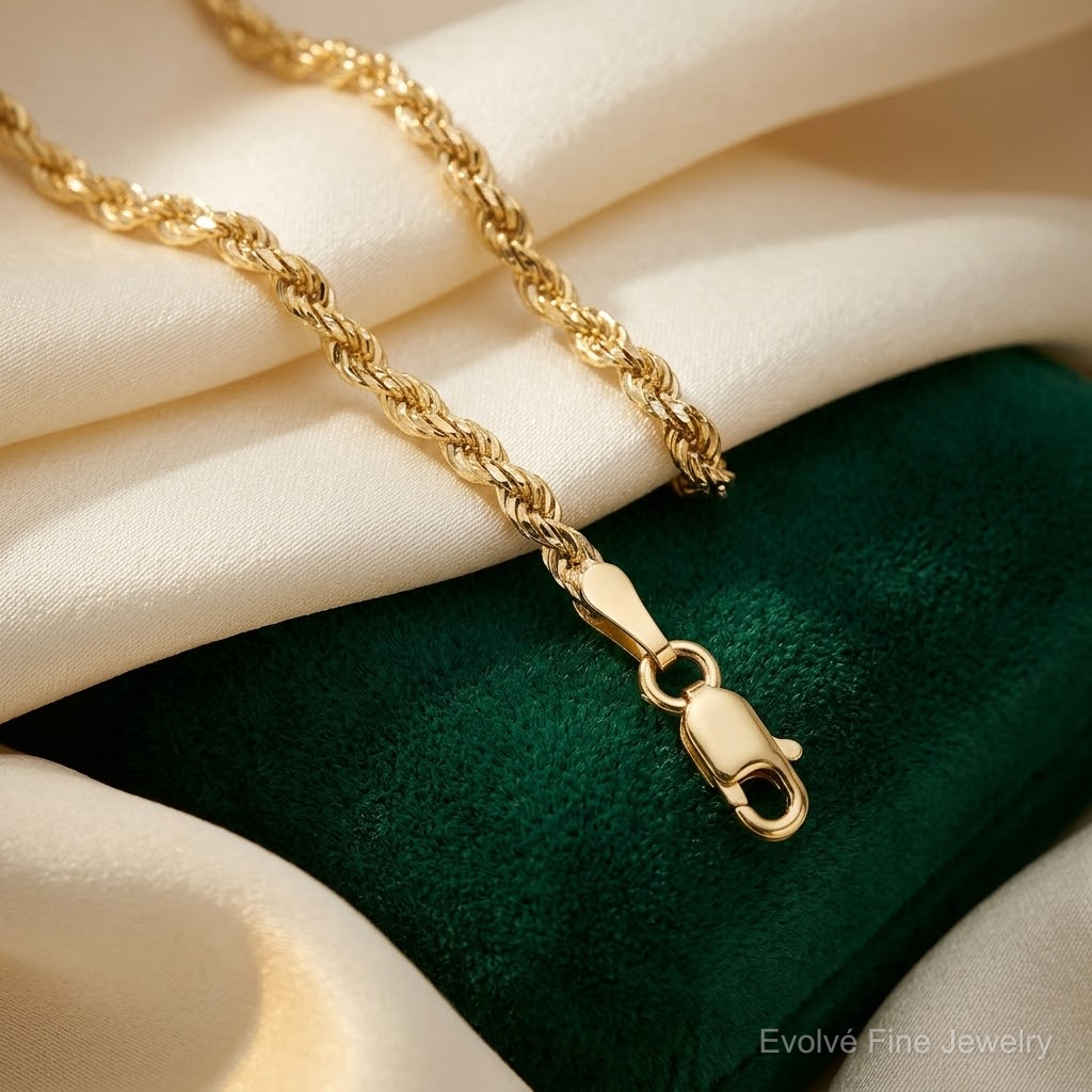 10k 2.25mm Diamond-cut Rope Chain - Lifestyle View