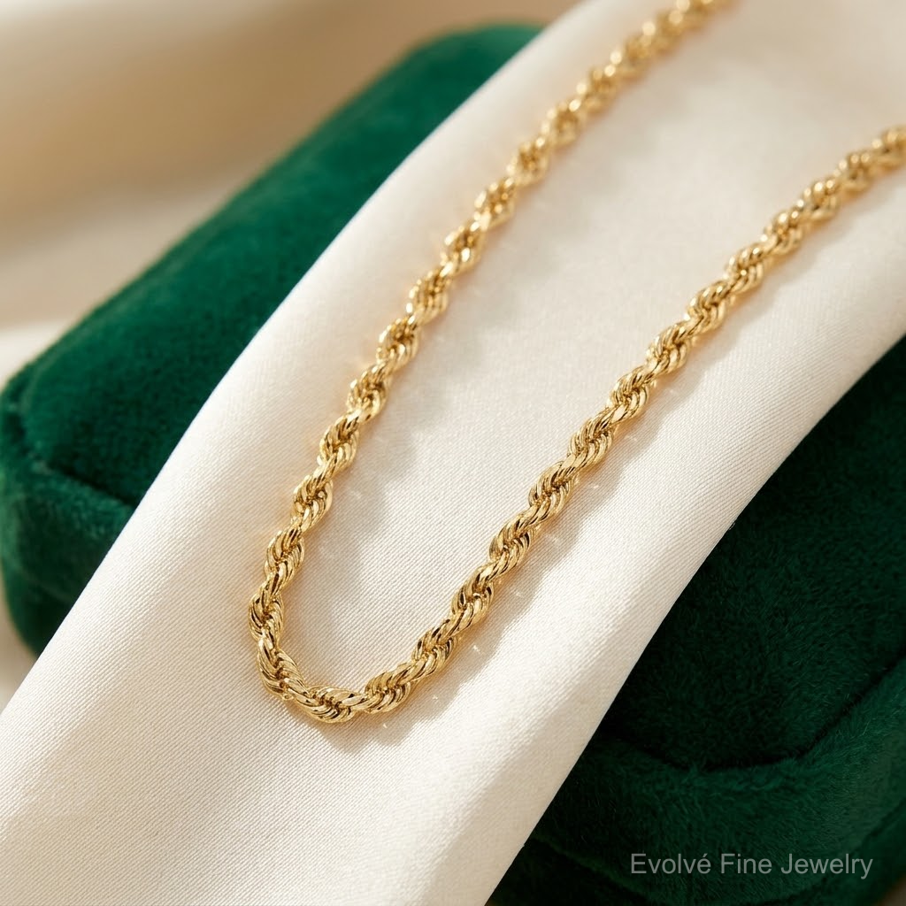 10k 2.75mm Diamond-cut Rope Chain - Lifestyle View