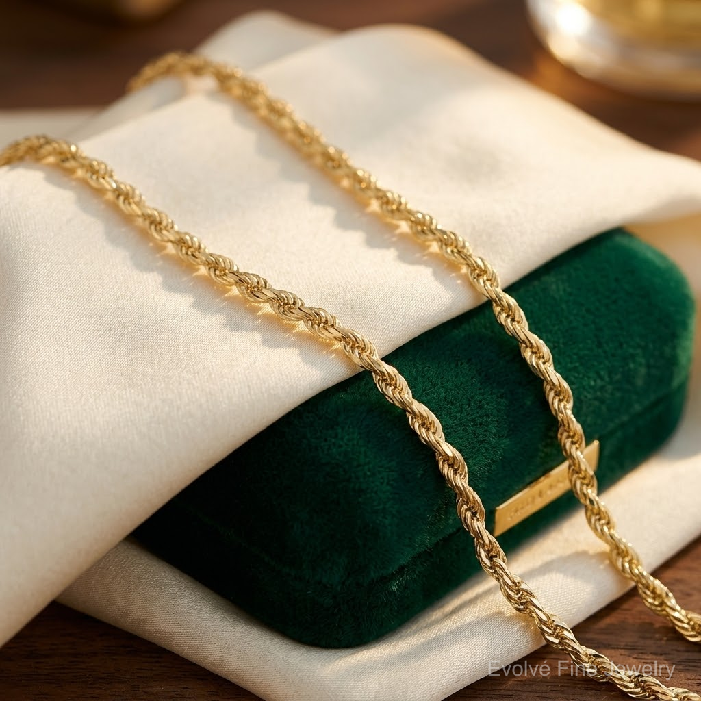 10k 3mm Diamond-cut Rope Chain - Lifestyle View