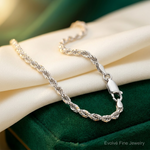 10k White Gold 3mm Diamond-cut Rope Chain - Lifestyle View