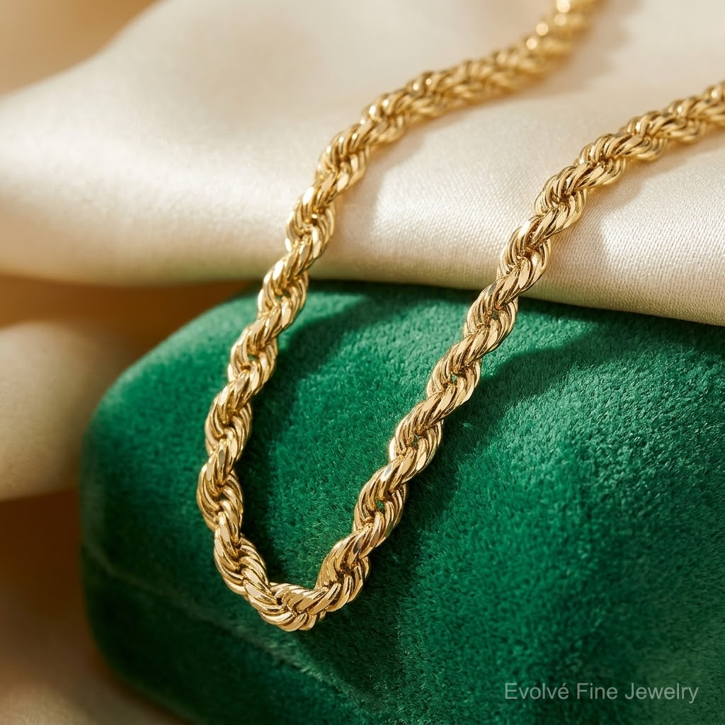 10k 3.5mm Diamond-cut Rope Chain - Lifestyle View