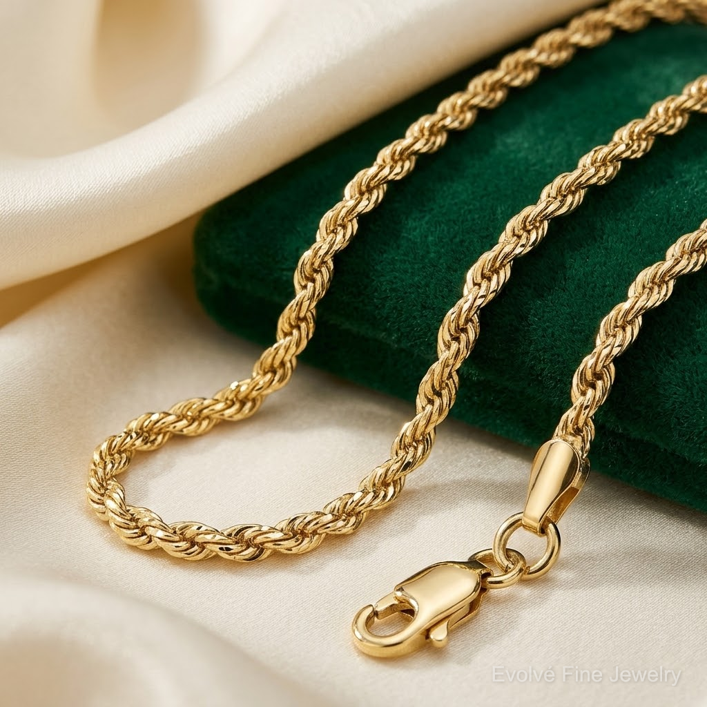 10k 3.5mm Diamond-cut Rope Chain - Lifestyle View
