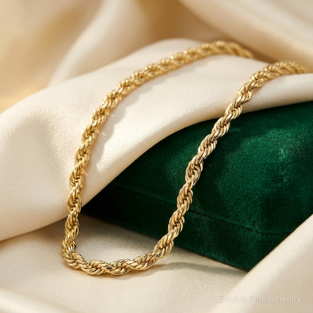 10k 4mm Diamond-cut Rope Chain - Lifestyle View