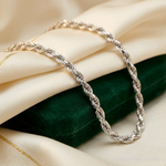 10k White Gold 4mm Diamond-cut Rope Chain - Lifestyle View