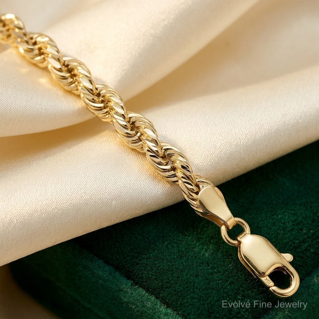 10k 4.25mm Diamond-cut Rope Chain - Lifestyle View