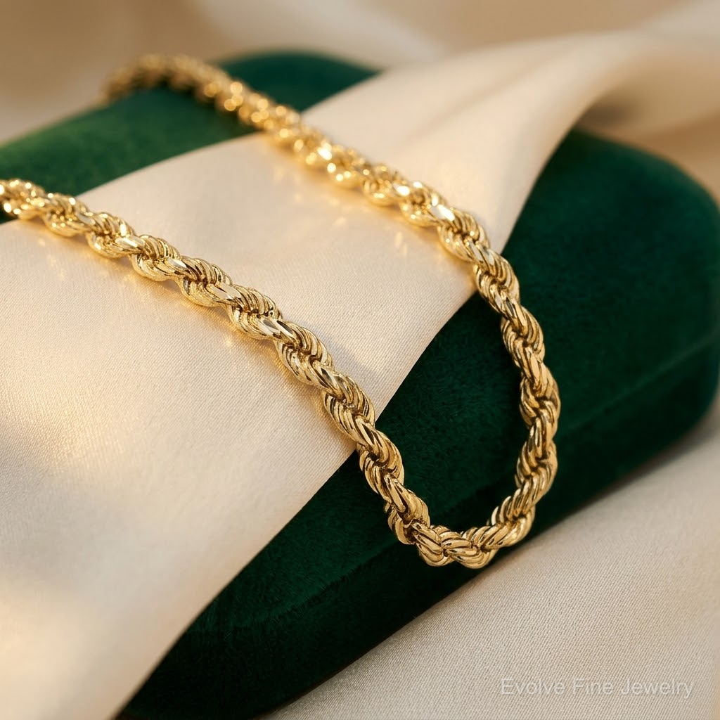 10k 4.5mm Diamond-Cut Rope Chain - Lifestyle View