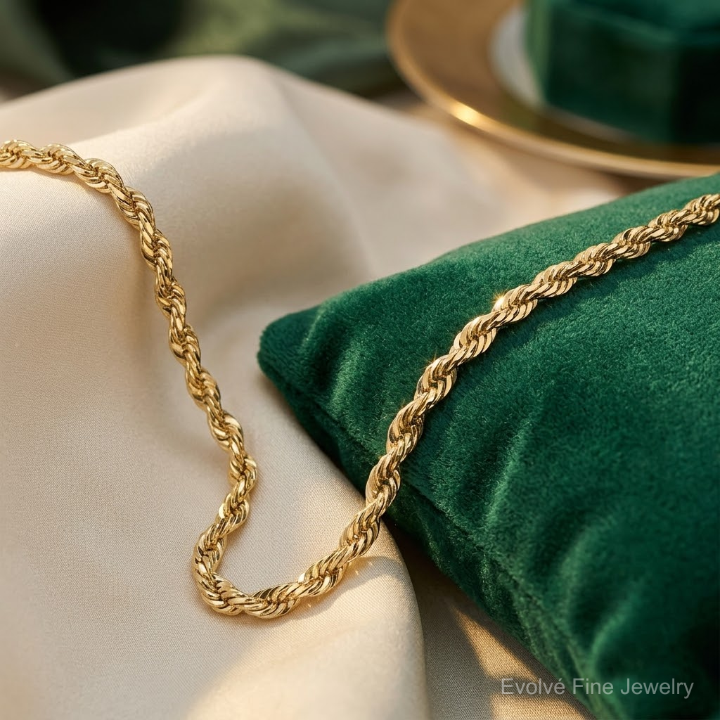 10k 5.5mm Diamond-cut Rope Chain - Lifestyle View