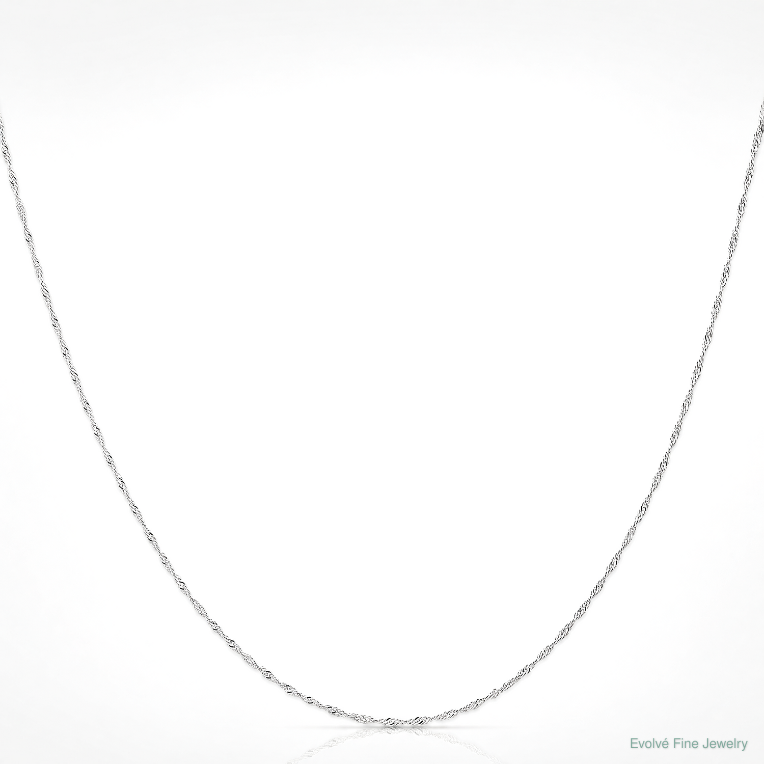10k White Gold 1mm Carded Singapore Chain - Lifestyle View