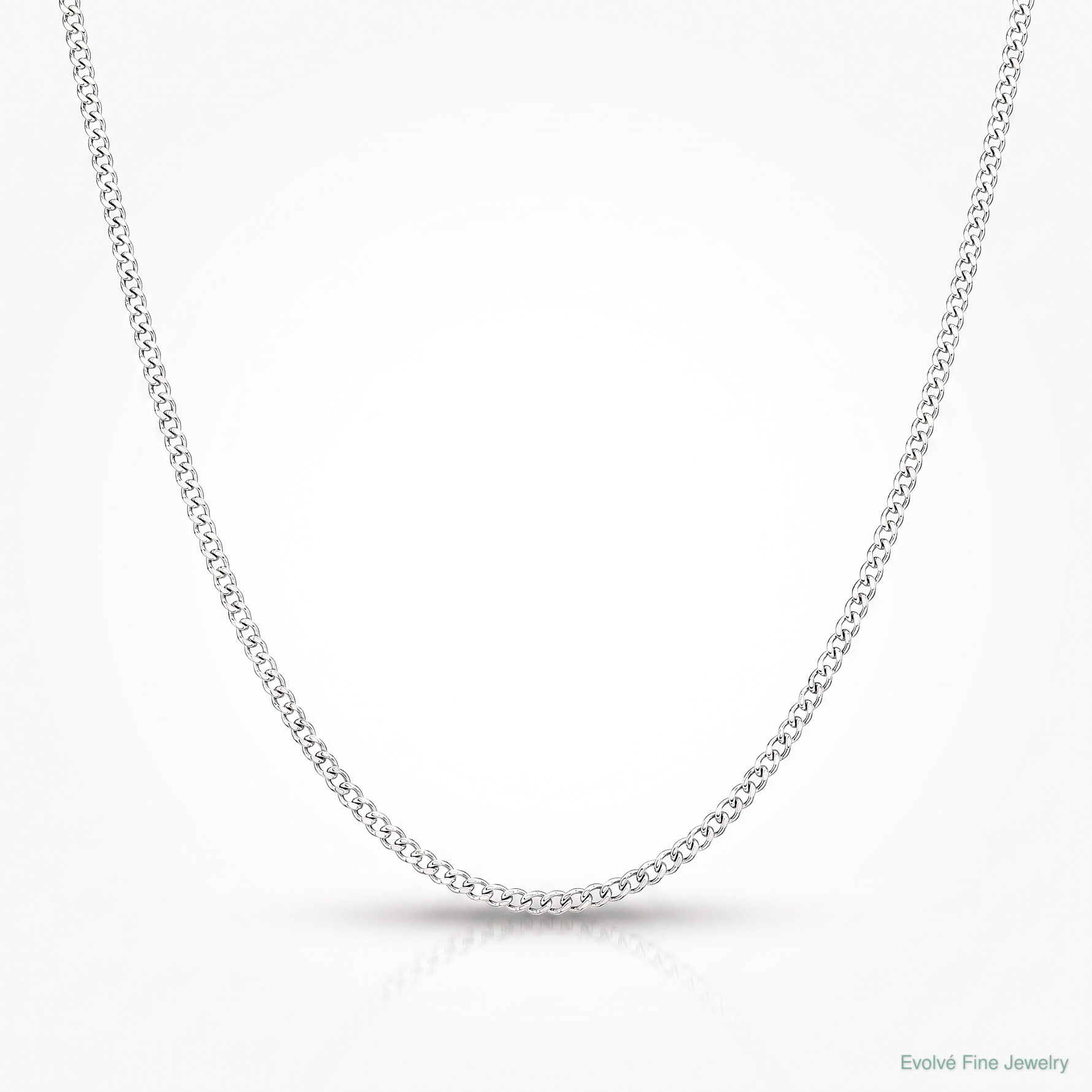 10k White Gold .42mm Carded Curb Chain - Lifestyle View