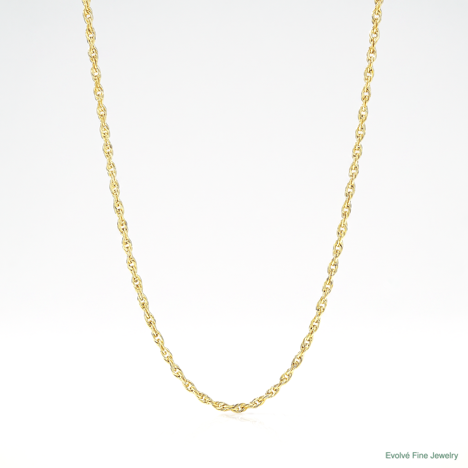 10k .7mm Carded Cable Rope Chain - Lifestyle View