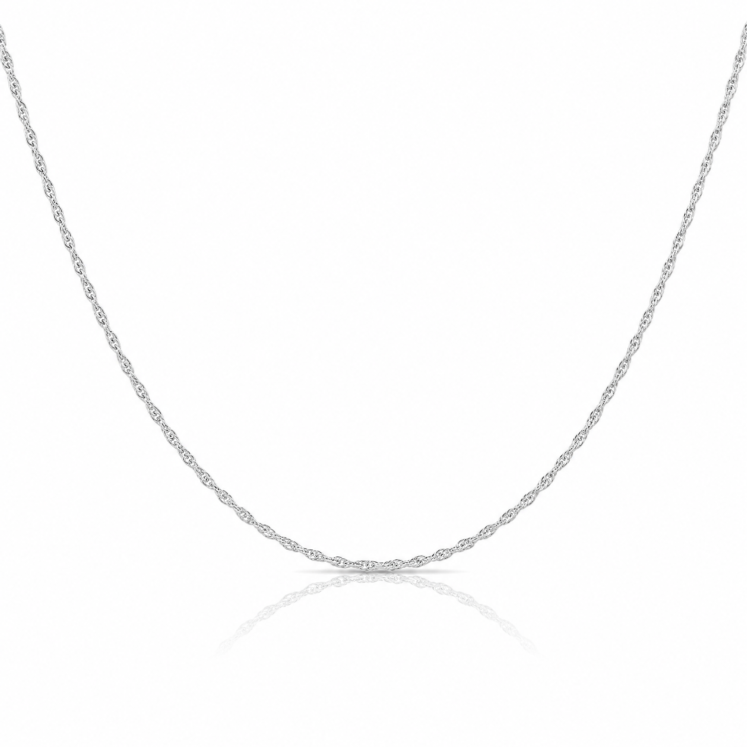 10K White Gold 1.15mm Carded Cable Rope Chain - Lifestyle View