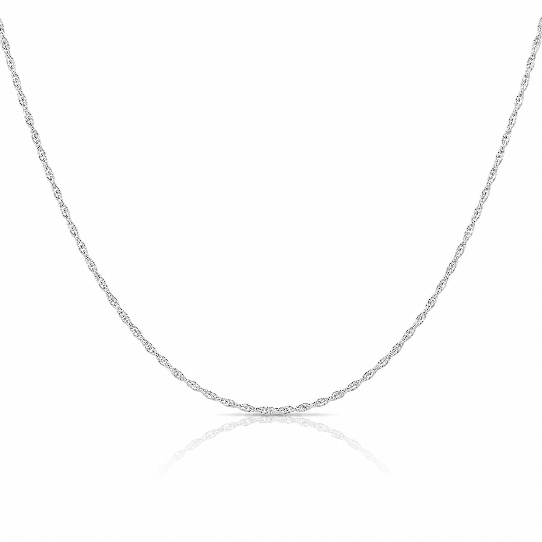 10K White Gold 1.15mm Carded Cable Rope Chain - Lifestyle View